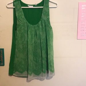 Green floral print sleeveless top